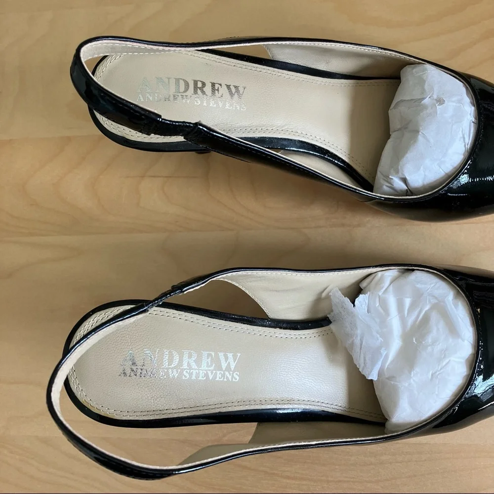 Andrew Stevens black patent leather Francesca heels, women’s size 7.5, worn once - Picture 7 of 14